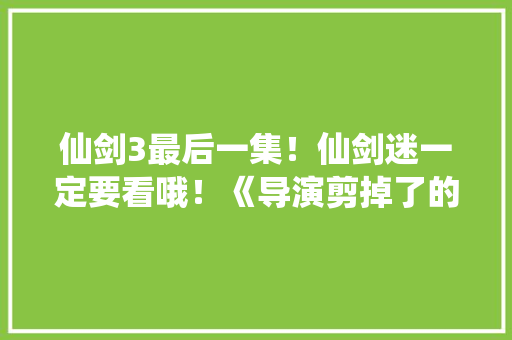 仙剑3最后一集！仙剑迷一定要看哦！《导演剪掉了的》