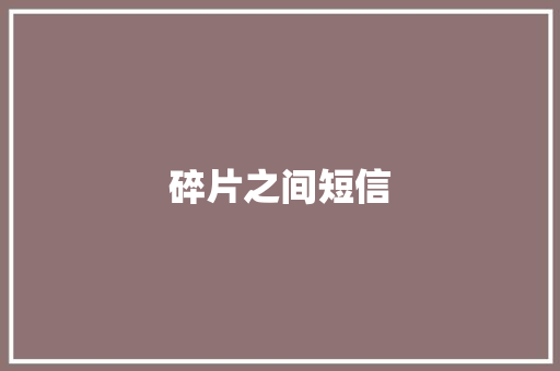 碎片之间短信 知识百科