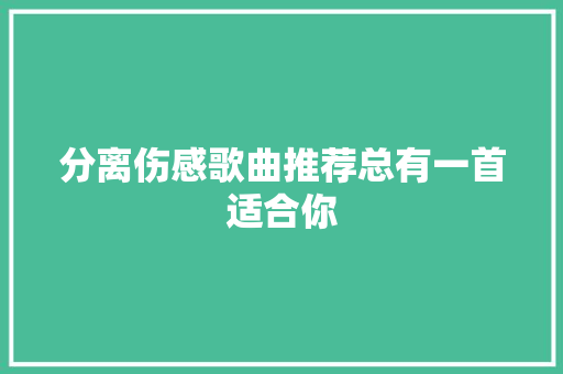 分离伤感歌曲推荐总有一首适合你