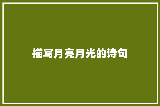 描写月亮月光的诗句 知识百科