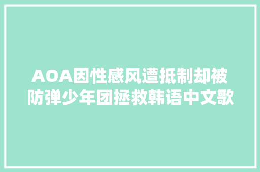 AOA因性感风遭抵制却被防弹少年团拯救韩语中文歌有多魔性