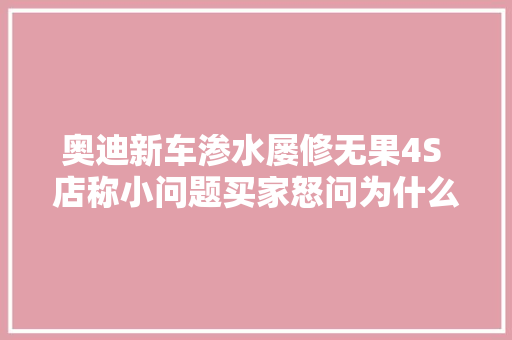 奥迪新车渗水屡修无果4S 店称小问题买家怒问为什么修不好