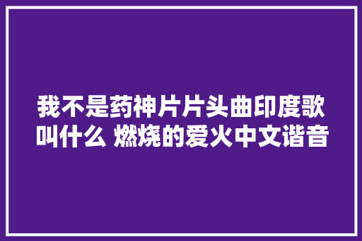 我不是药神片片头曲印度歌叫什么 燃烧的爱火中文谐音歌词介绍