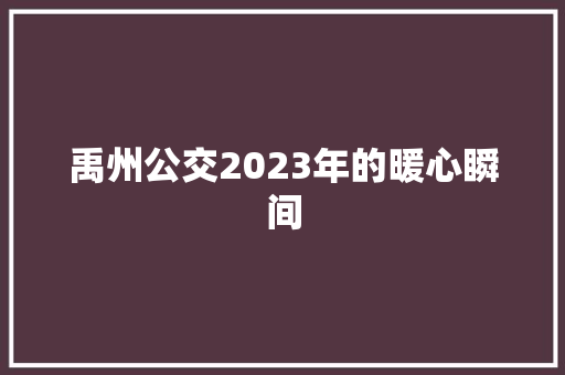 禹州公交2023年的暖心瞬间