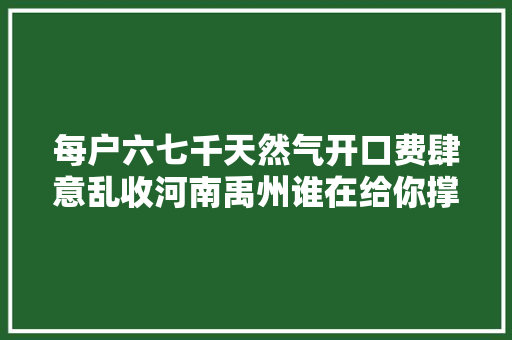 每户六七千天然气开口费肆意乱收河南禹州谁在给你撑腰
