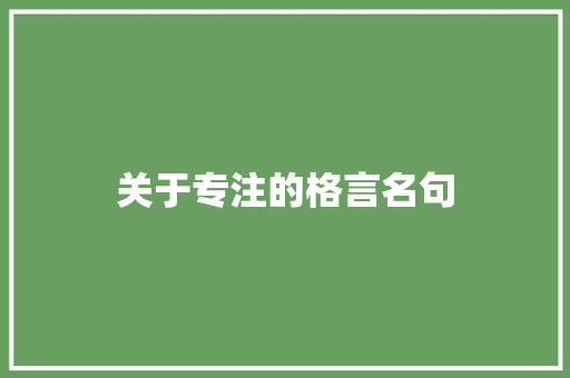关于专注的格言名句 知识百科