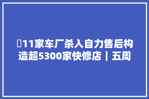 ​11家车厂杀入自力售后构造超5300家快修店｜五周年复盘 汽车知识