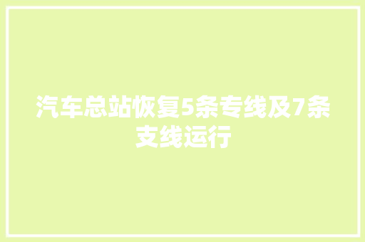 汽车总站恢复5条专线及7条支线运行