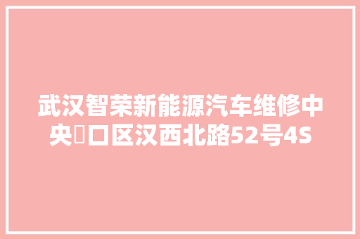 武汉智荣新能源汽车维修中央硚口区汉西北路52号4S