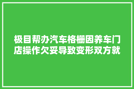 极目帮办汽车格栅因养车门店操作欠妥导致变形双方就赔偿问题未杀青一致 汽车知识