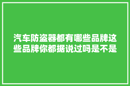 汽车防盗器都有哪些品牌这些品牌你都据说过吗是不是有你不熟悉的