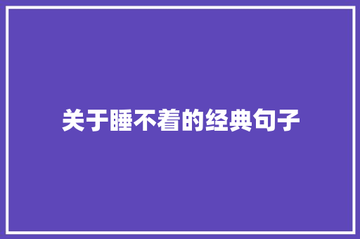 关于睡不着的经典句子
