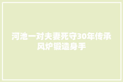 河池一对夫妻死守30年传承风炉锻造身手 汽车知识