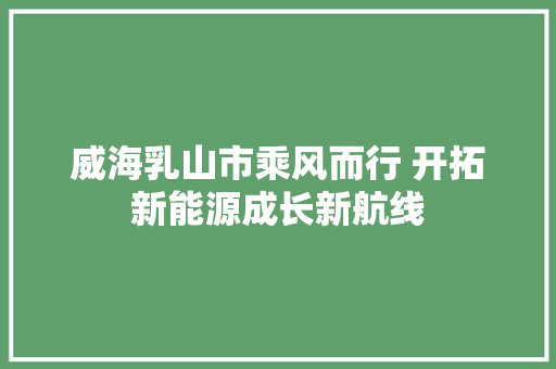 威海乳山市乘风而行 开拓新能源成长新航线