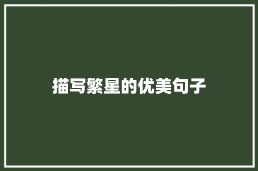 描写繁星的优美句子