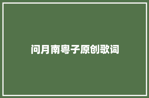 问月南粤子原创歌词