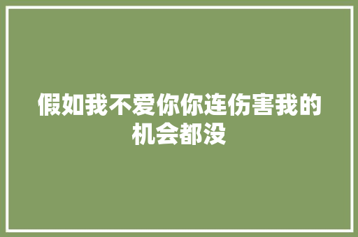 假如我不爱你你连伤害我的机会都没 休闲娱乐