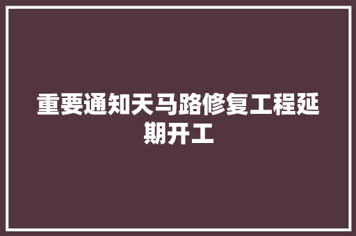 重要通知天马路修复工程延期开工