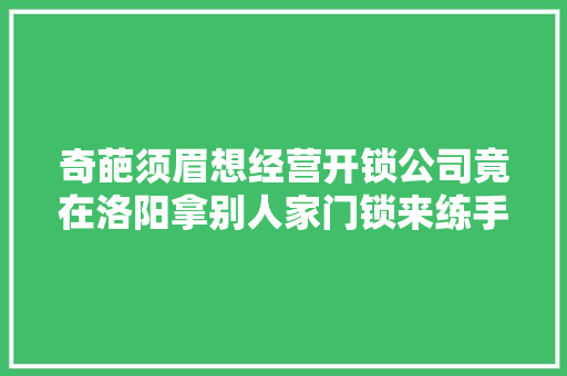 奇葩须眉想经营开锁公司竟在洛阳拿别人家门锁来练手 汽车知识