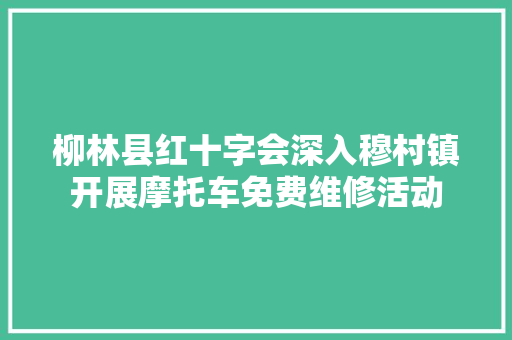 柳林县红十字会深入穆村镇开展摩托车免费维修活动 汽车知识