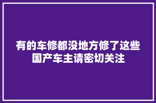 有的车修都没地方修了这些国产车主请密切关注