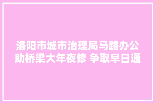 洛阳市城市治理局马路办公助桥梁大年夜修 争取早日通行惠平易近生