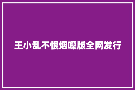 王小乱不恨烟嗓版全网发行