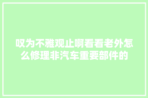 叹为不雅观止啊看看老外怎么修理非汽车重要部件的 汽车知识
