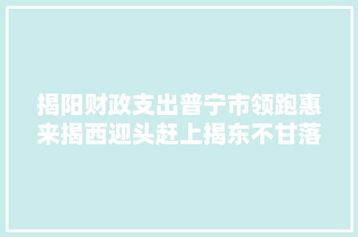 揭阳财政支出普宁市领跑惠来揭西迎头赶上揭东不甘落后