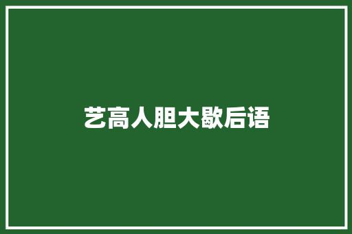 艺高人胆大歇后语