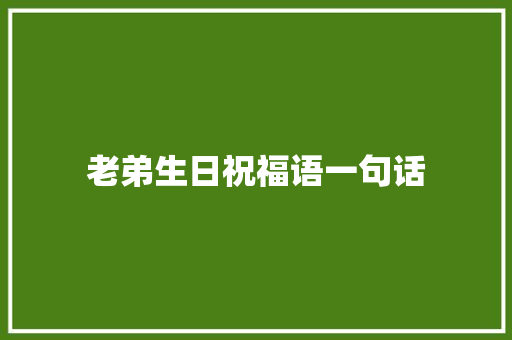 老弟生日祝福语一句话 知识百科