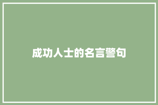 成功人士的名言警句