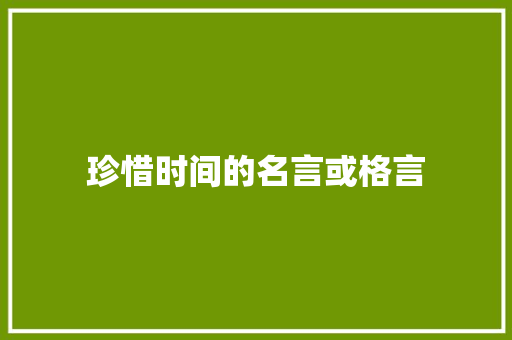 珍惜时间的名言或格言 知识百科