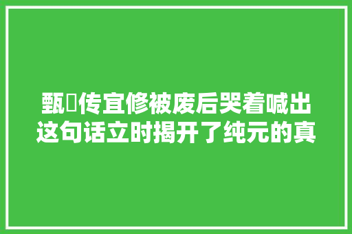 甄嬛传宜修被废后哭着喊出这句话立时揭开了纯元的真面孔