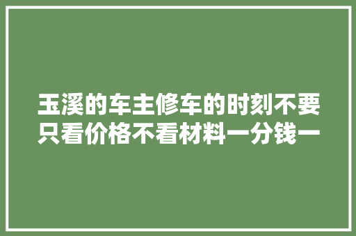 玉溪的车主修车的时刻不要只看价格不看材料一分钱一