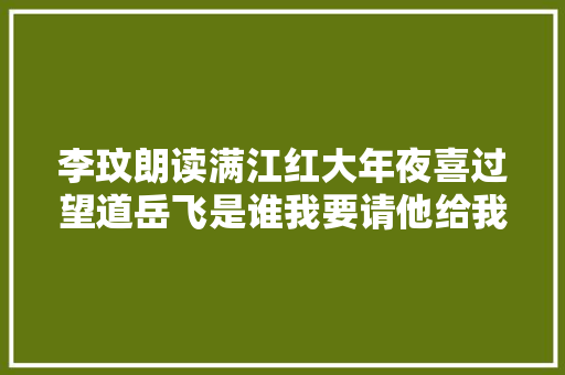 李玟朗读满江红大年夜喜过望道岳飞是谁我要请他给我写歌词