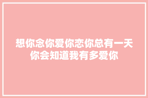 想你念你爱你恋你总有一天你会知道我有多爱你