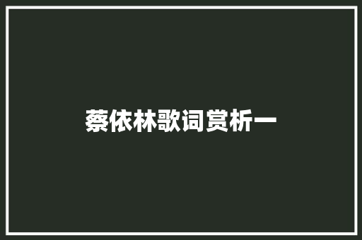 蔡依林歌词赏析一