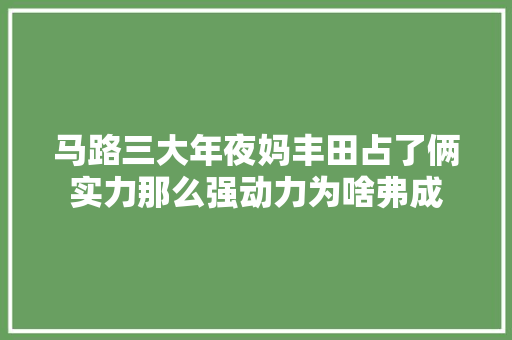 马路三大年夜妈丰田占了俩实力那么强动力为啥弗成