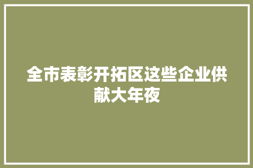全市表彰开拓区这些企业供献大年夜