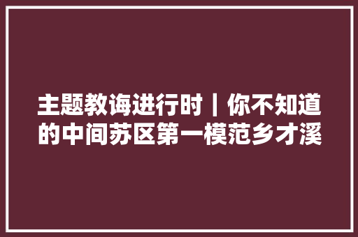 主题教诲进行时｜你不知道的中间苏区第一模范乡才溪55