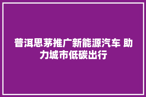 普洱思茅推广新能源汽车 助力城市低碳出行