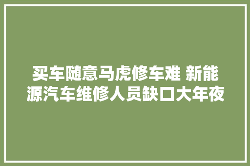 买车随意马虎修车难 新能源汽车维修人员缺口大年夜 汽车知识