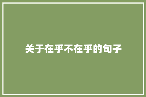 关于在乎不在乎的句子