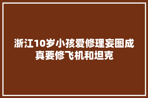 浙江10岁小孩爱修理妄图成真要修飞机和坦克