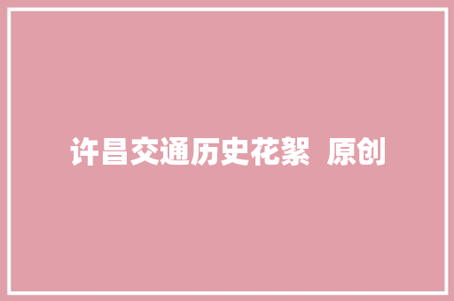 许昌交通历史花絮  原创