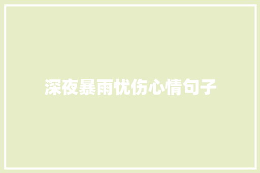 深夜暴雨忧伤心情句子