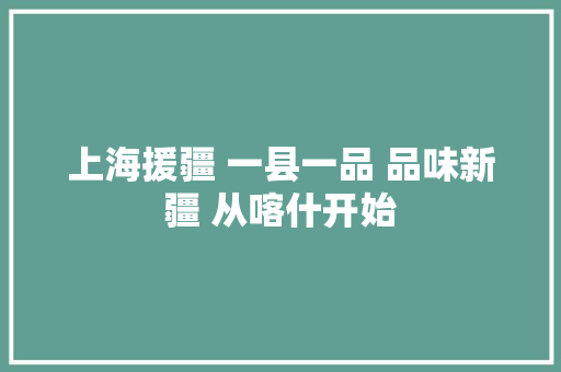 上海援疆 一县一品 品味新疆 从喀什开始