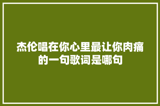 杰伦唱在你心里最让你肉痛的一句歌词是哪句