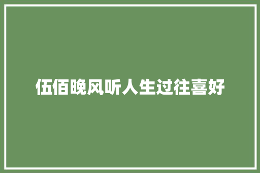 伍佰晚风听人生过往喜好 休闲娱乐